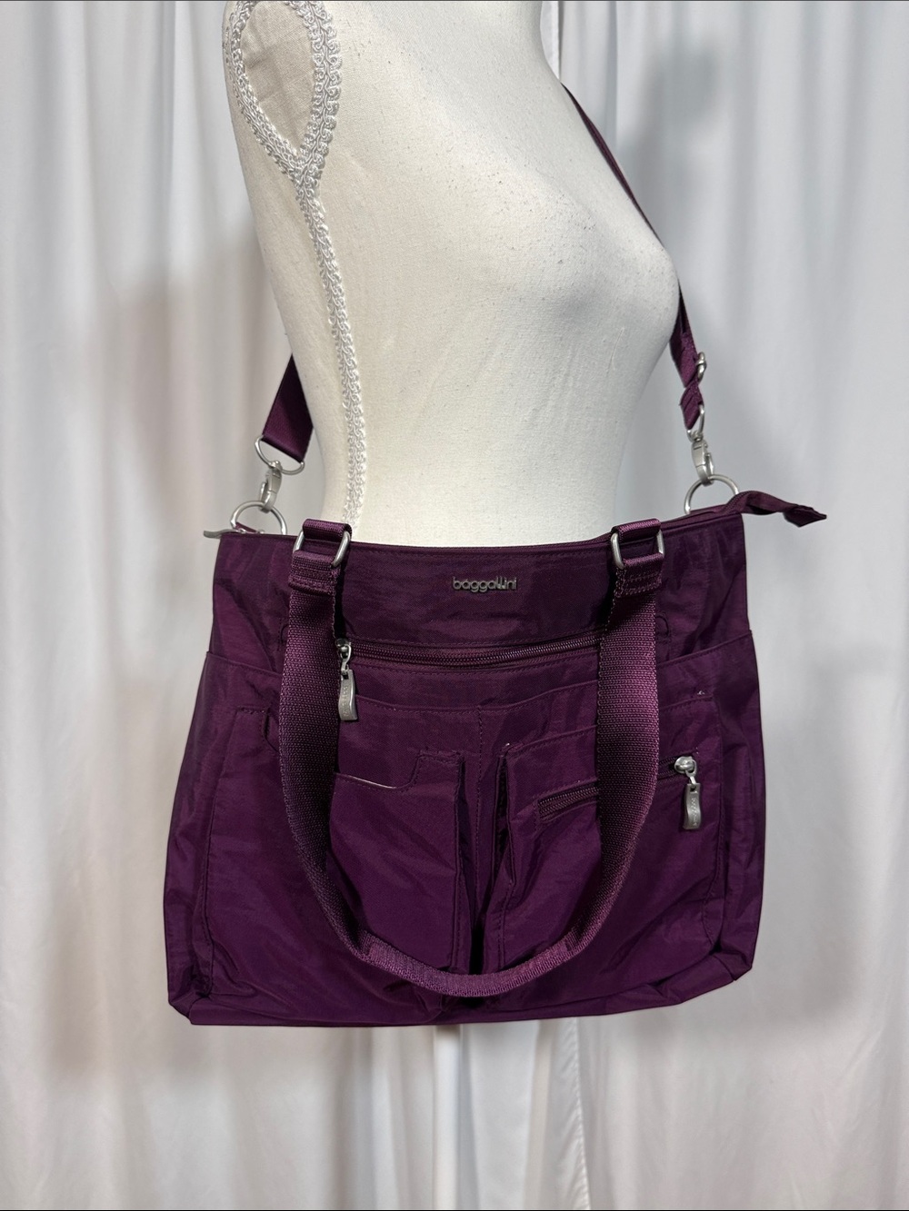 Baggallini Deep Plum Multi-Pocket Tote